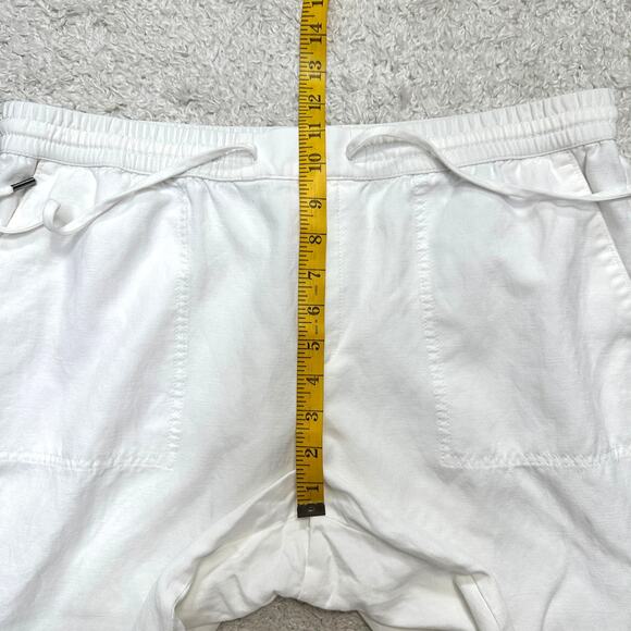 Banana Republic Linen Blend Pull On Drawstring Crop Wide Leg Flowy Pants Sz: L - Picture 5 of 9